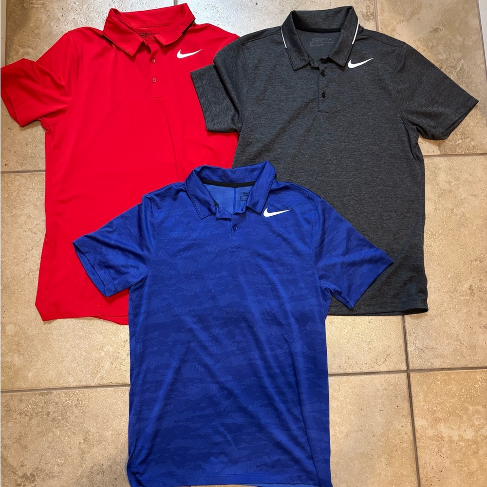 Lot of 3 Men’s Nike Golf Polo Shirts Dri-Fit Size Small S